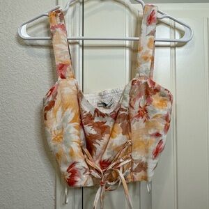 Abercrombie & Fitch Women's Orange/Floral Crop-Top (with tags)